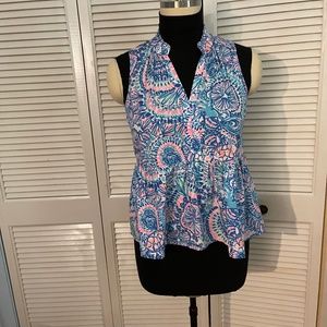 Lilly Pulitzer  Novella Ruffle Hem Top L